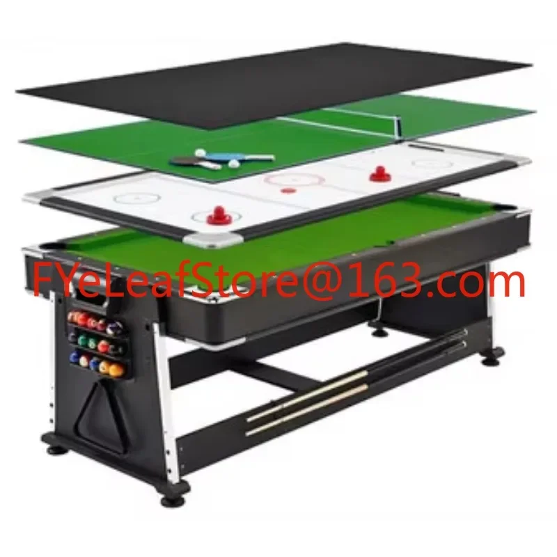 7FT New Fashion 4 In 1 Rotating Multi Game Table Set  with Billiard Table/ Air Hockey/Tennis/Dinning Table 6