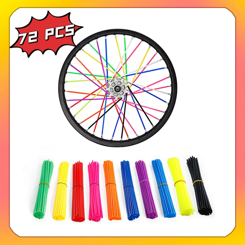 Universal Motorcycle Dirt Bike Wheel Rim Spoke Skins Covers Wrap Tubes Decor Protector 72pcs For Motocross Moto bike accessories