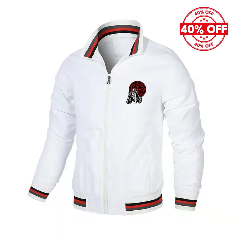 Solid Color Hoodie Coat for Men with Knights Templar Logo