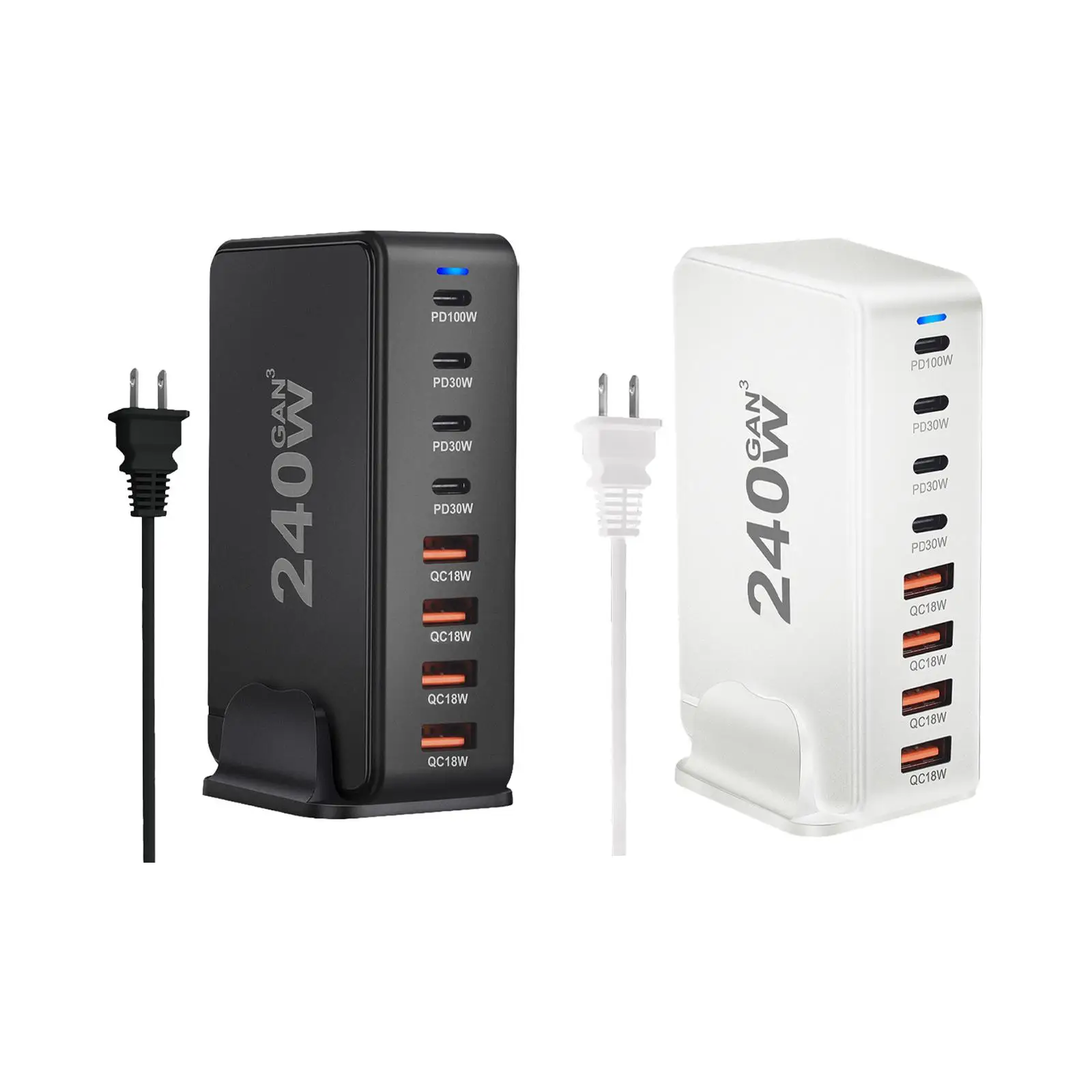 

Зарядное устройство USB C 240 Вт, адаптер питания USB, Компактная настольная зарядная станция с 8 портами для нескольких устройств, для путешествий, торговых центров телефонов