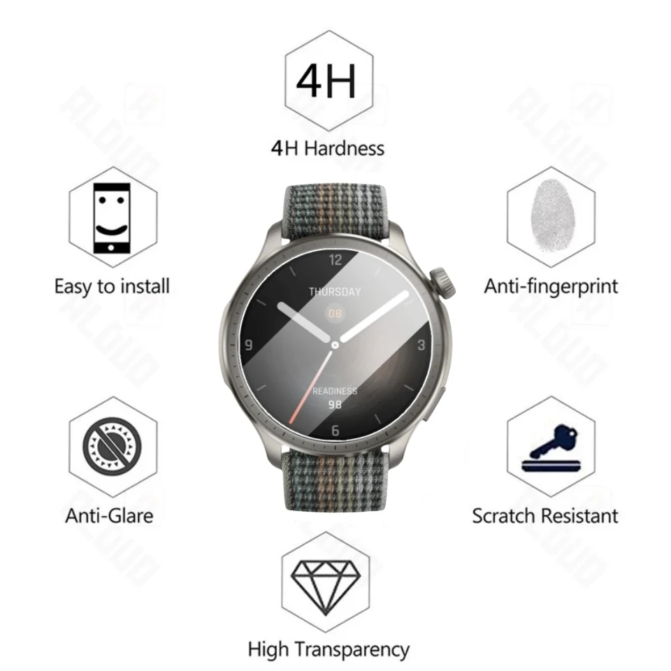 Screen Protector for Amazfit Balance, Tempered Glass, Smart Watch Screen Protector, 9H, 2.5D Film