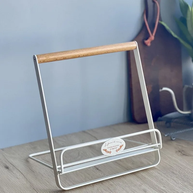 Nordic Iron Crafts Bracket Menu Shelf Bookcase Lazy Desktop Bracket Foldable Shelf Magazine Rack