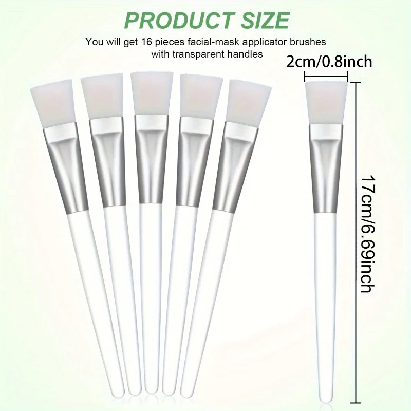 5pcs Soft Facial Mask Brush with Clear Plastic Handle for Skin Care and Body Butter Application
