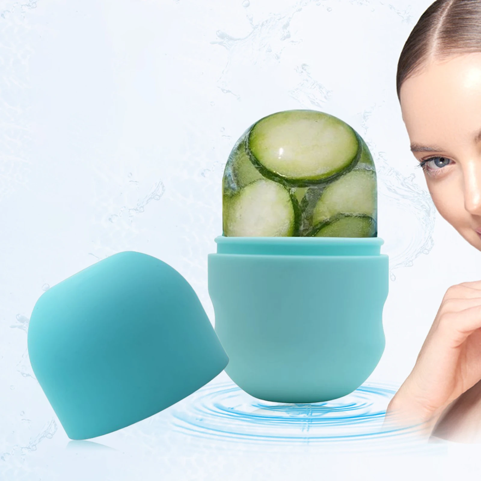 2 Piecss Silicone Ice Massage Cups Reusable Icing Cooling Cold Massage Roller Freezable Face Massager for Muscle Cold Therapy Face Massager Silicone Face Roller