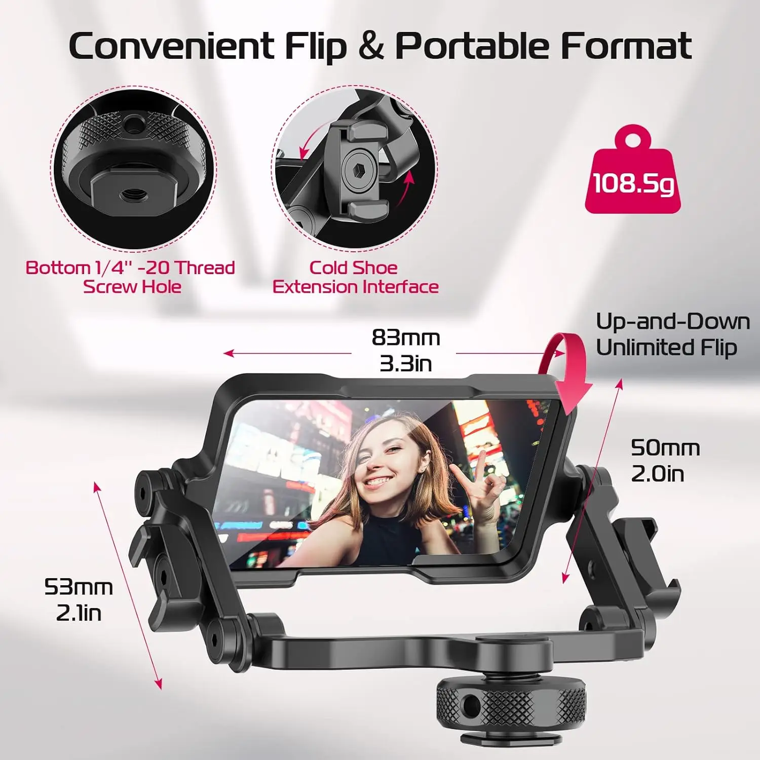Ulanzi ST-07 Support Réglable Pour Smartphone Avec Griffe Et Fixations Filetées De 6,35 Mm Pour Accessoires De Vlogging Supplémentaires