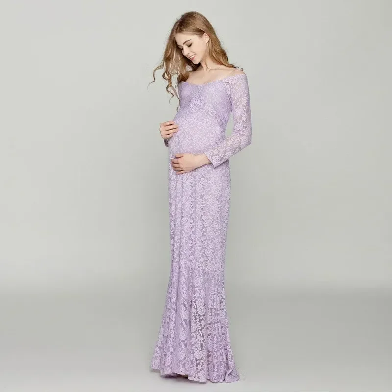 plus size nursing dresses formal Custom Purple See-through Ruffled Maternity Photoshoot Gown – Glamix  Maternity