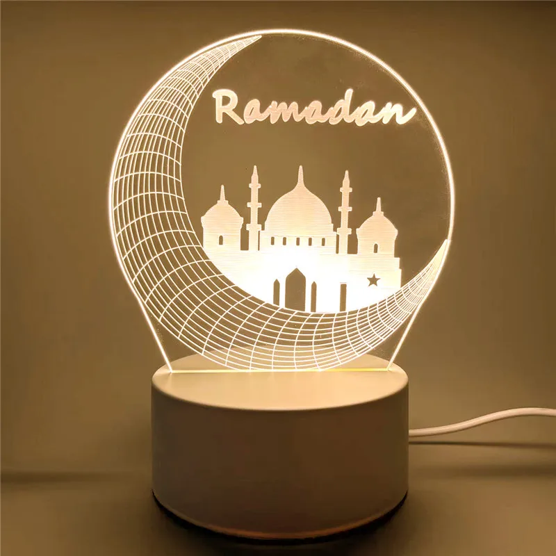 USB Operated 3D LED Night Light Eid Mubarak Table Ornament 9