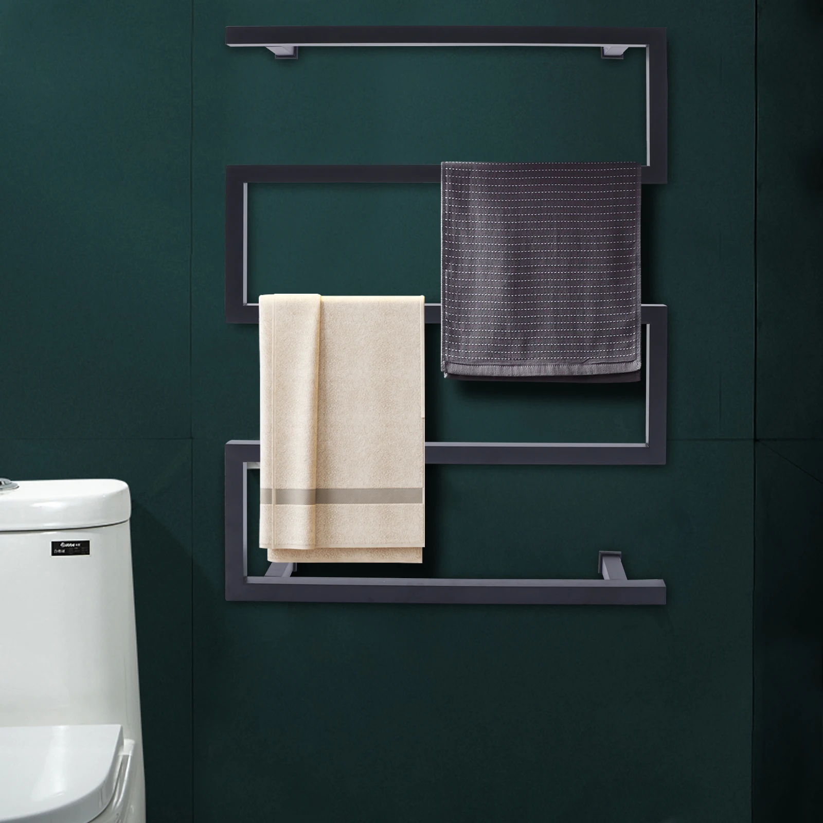 Description Picture 2 of item304 Stainless Steel Electric Towel Warmer Rack, Wall-mounted Towel Drying Rack, Black, Bathroom, 5 Bars