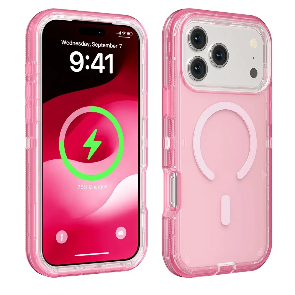 Rugged Otther Box Armor Magnetic Wireless Charging Clear Shockproof Case