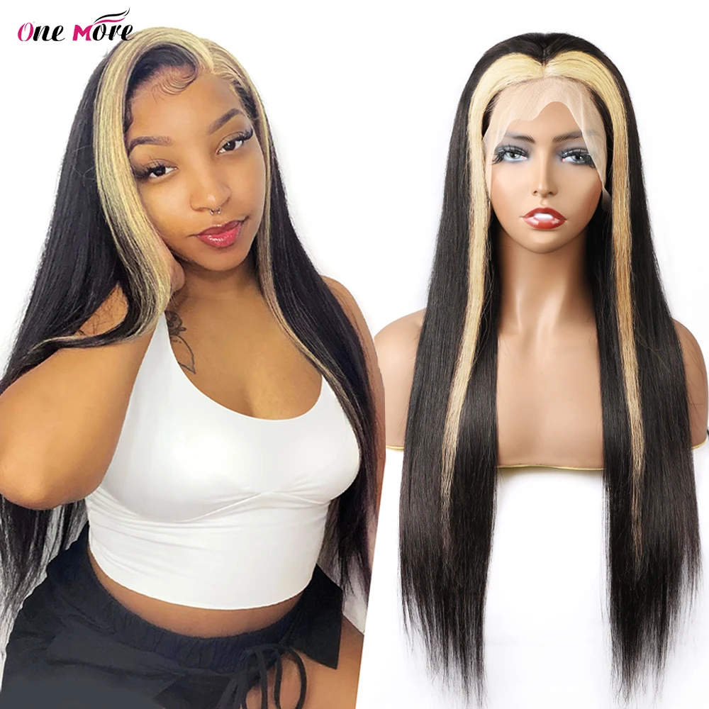 Blonde Stripe Lace Front Wig | Human Hair Wigs - 1b 27 Colored Human Hair  Wigs Women - Aliexpress