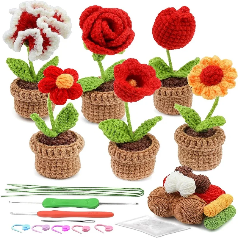 Flowers Knitting Kit for Beginners Adults Knitting Starter Kit with Step-by-Step Instructions Easy Crochet for Beginner crochet kit knitting supplies knitting craft supplies