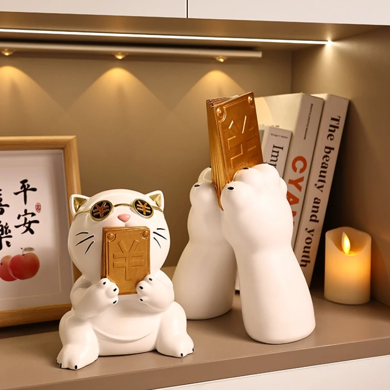 

New Creative Lucky Cat Statue Resin Crafts, Living Room Entrance TV Stand Office Desktop Decoration Opening Housewarming Gift