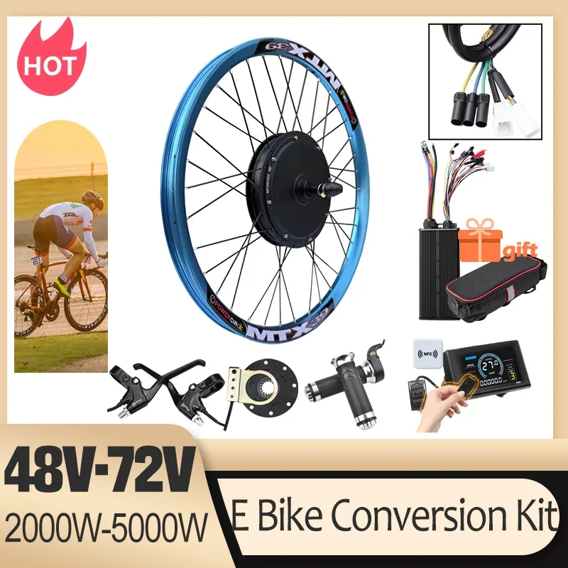 강력한 72V 5000W 3000W 2000W 전기 자전거 개조 키트 27.5인치 MTX39 레드 블루 퍼플 림 S966 NFC 디스플레이 전기 자전거 키트