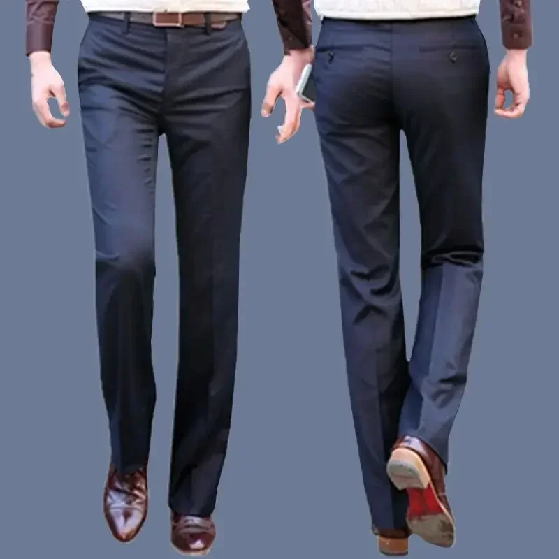 thumbnail image 1 of Pantalones de traje ajustados para hombre, de poliéster trenzado, color blanco, para verano, antiarrugas, ropa de diseño, ropa de trabajo, 2024, 1 of 5