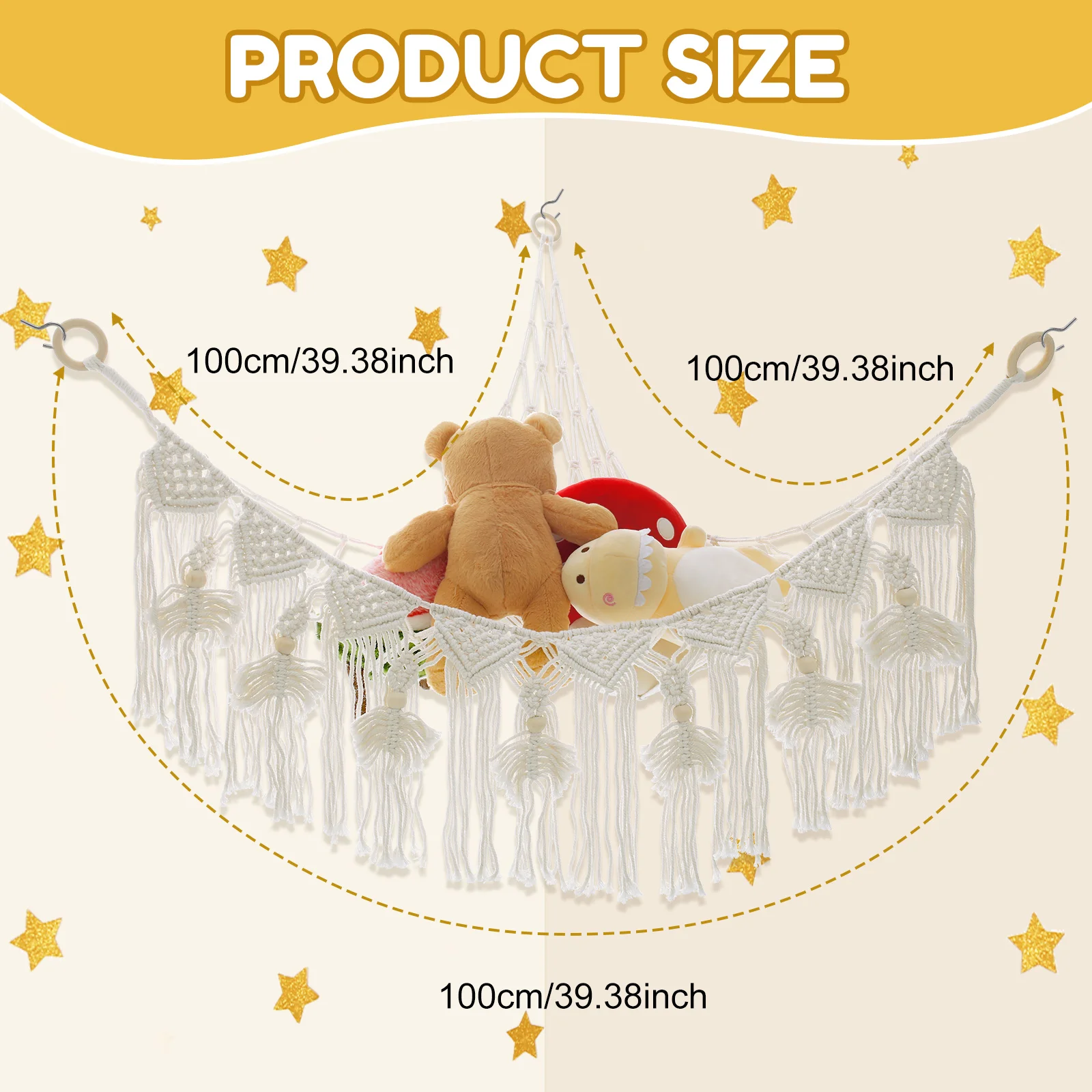 Stuffy Hammock Cotton Rope Stuffed Animal Toy Hammock Plush Toy Net Space Saving Toy Hammock Corner Hanging Stuff Toy Organizer 2