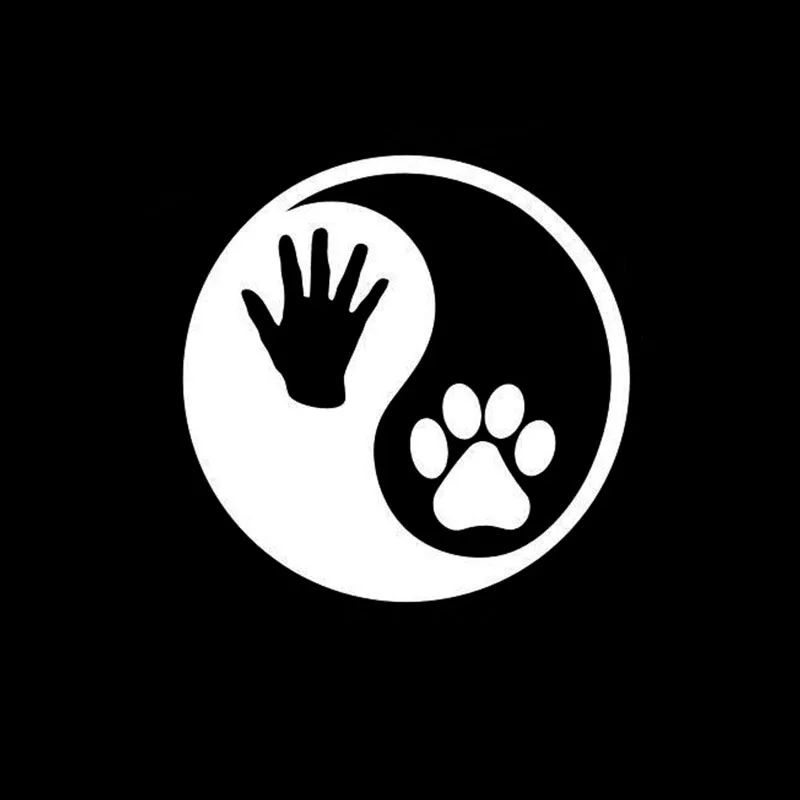 

10X10CM Yin Yang Human Hand Dog Paw Print car sticker Vinyl Window Decal Auto Parts KK PVC