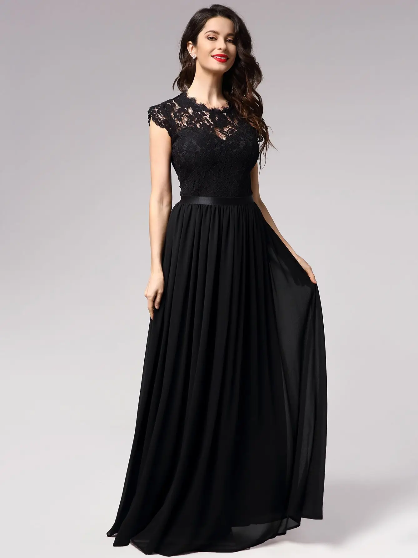 Miusol Women's Retro Lace Sleeveless Plus Size Formal Evening Prom Dress 