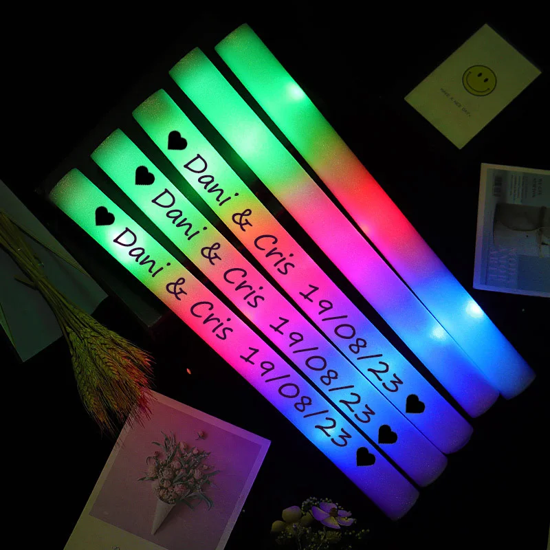 12/15/30/60Pcs LED Glow Sticks จํานวนมากที่มีสีสัน RGB Glow Foam Stick Cheer Tube Dark Light สําหรับคริสต์มาสวันเกิดงานแต่งงานอุปกรณ์ 1