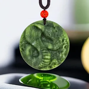 Natural Real Jade Snake Pendant Necklace Designer Vintage Stone Chinese Charm Fashion Luxury Amulet Accessories Gift Jewelry