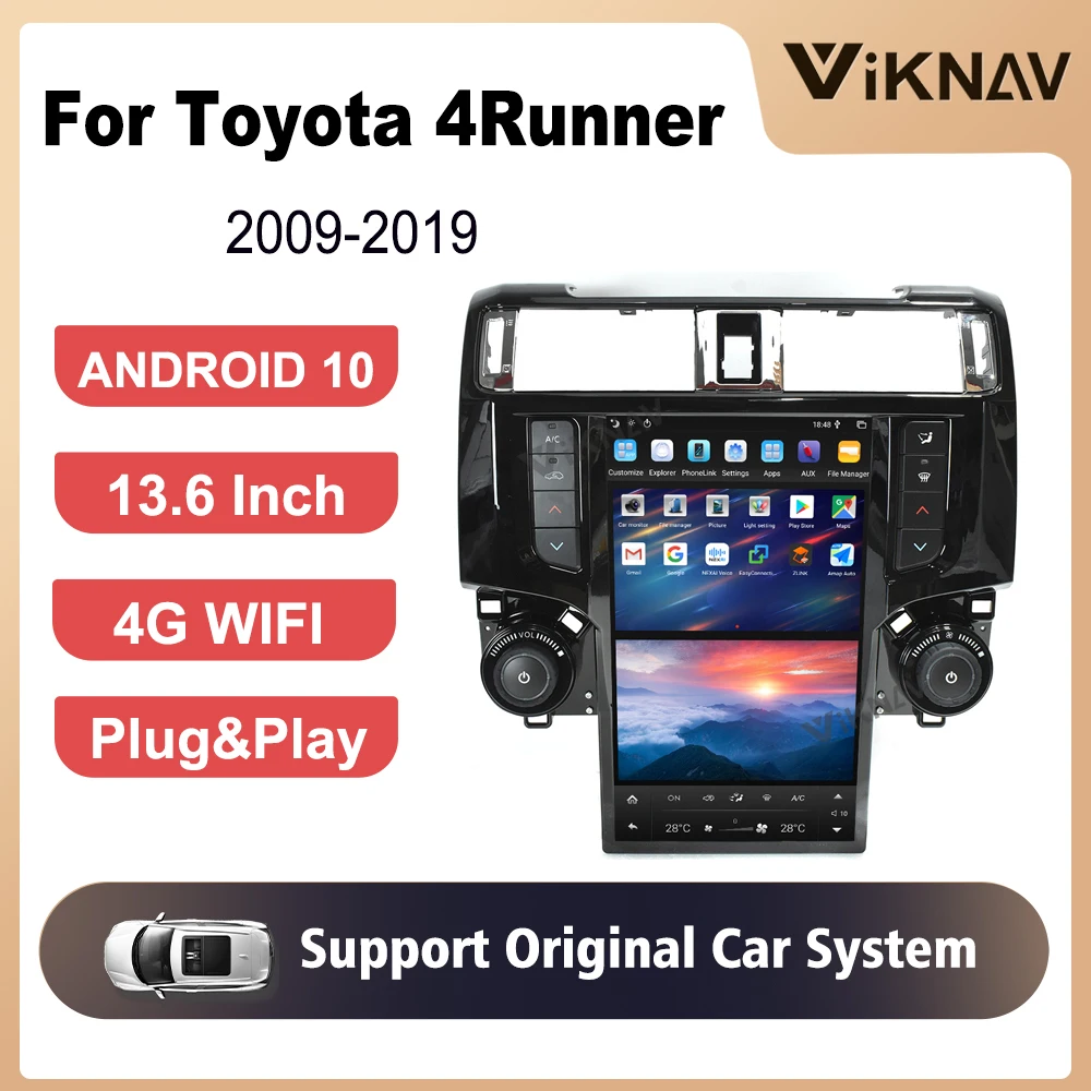 

Android 10 Tesla Style Car Radio For Toyota 4Runner 2009-2019 13.6 Inch Touch Screen 2 System Plug&Play DVD Multimedia