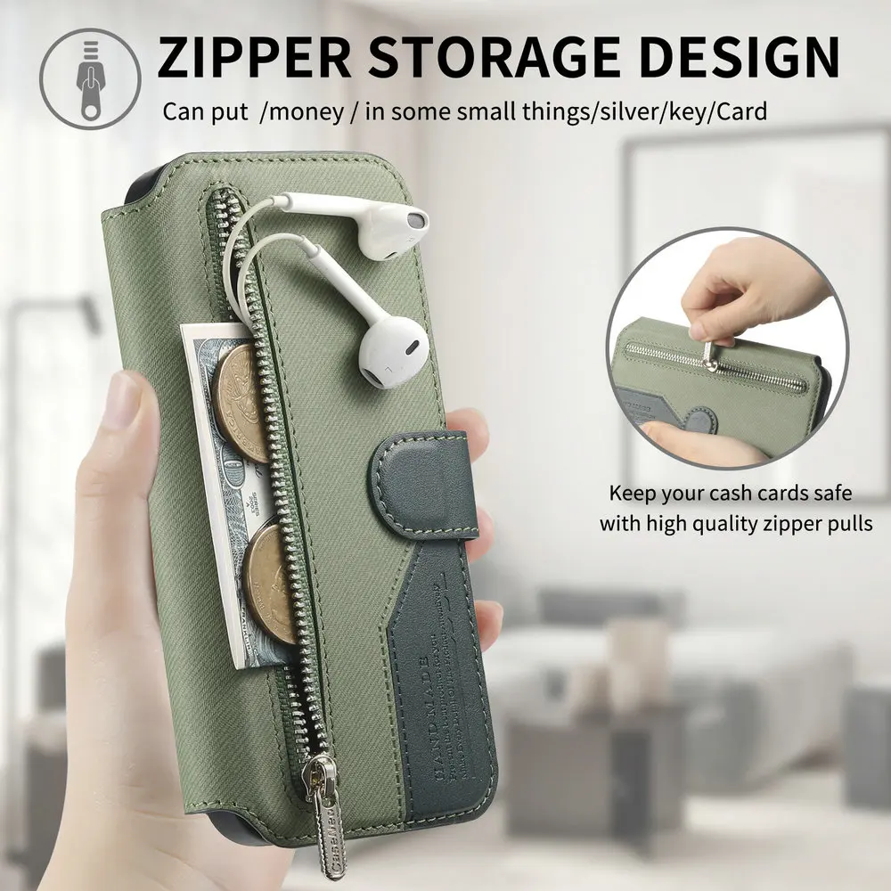 2-in-1 Detachable Zipper Leather Wallet with RFID Protection - Luxury Flip Case