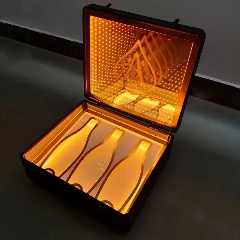 Luxury 3 Bottles Led Dom P Champagne Suit Wine Bottle Box Glorifier Display Presenter For Night Club Lounge Bar