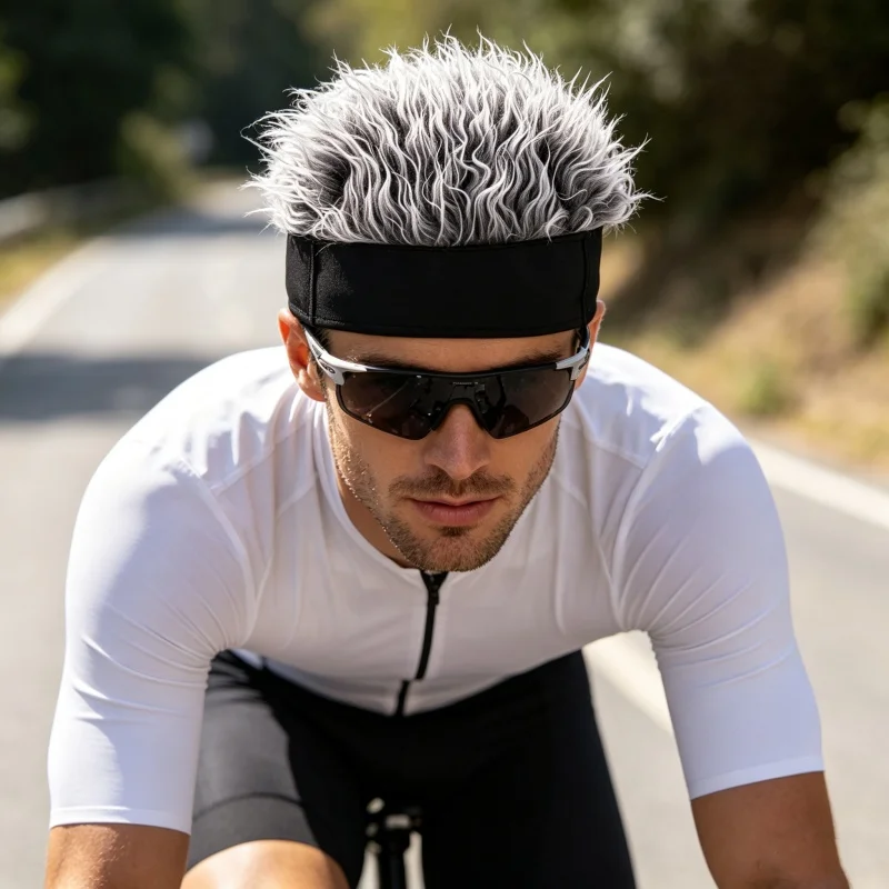 Mens Synthetic Short Hair Caps Wig Hats Hip Hop Skull Beanie Hat Toupee Spiked Fake Hair Hat Wigs Short Melon Headband Headwear - immagine 4