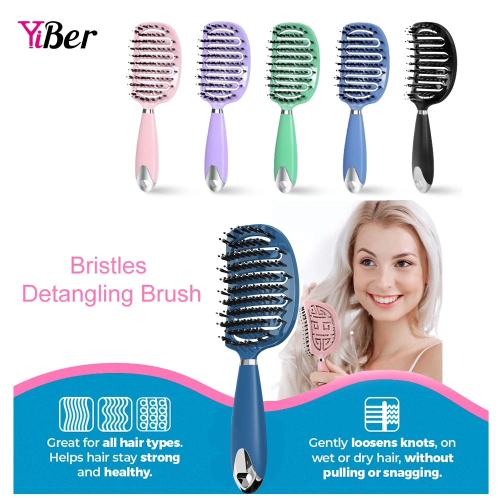 Hair Brush Hair Scalp Massage Comb Women Wet Dry Curly Detangle Hairbrush Bristle Nylon Brush Salon Hairdressing Styling Tools