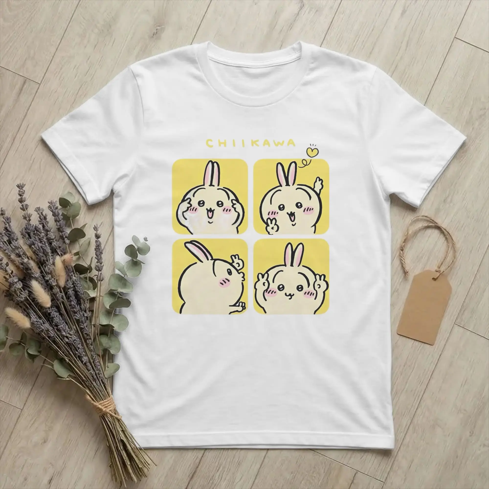 Chiikawas Sweet Little Moments T-Shirt für Herren und Damen, reine Baumwolle, cooles T-Shirt mit O-Ausschnitt, Usagi-T-Shirts, kurzärmelige Kleidung, Geschenk