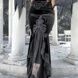 Mall Goth High Waist Ruffle Fishtail Half Skirt Women Slim Fold Elastic Wrapped Hip Skirt Korean Fashion Sweet Skirts