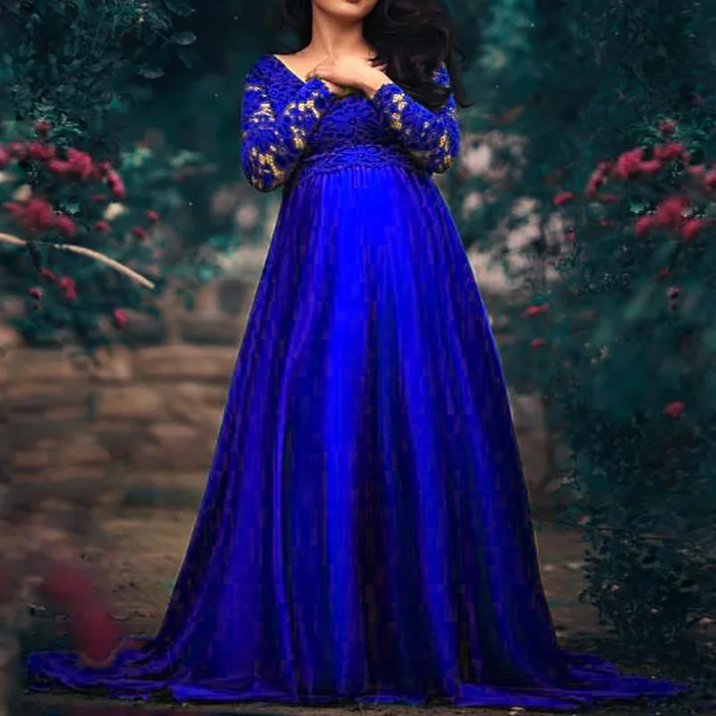 Blue Maternity Dresses For Photo Shoot Trailing Dresses For New Year