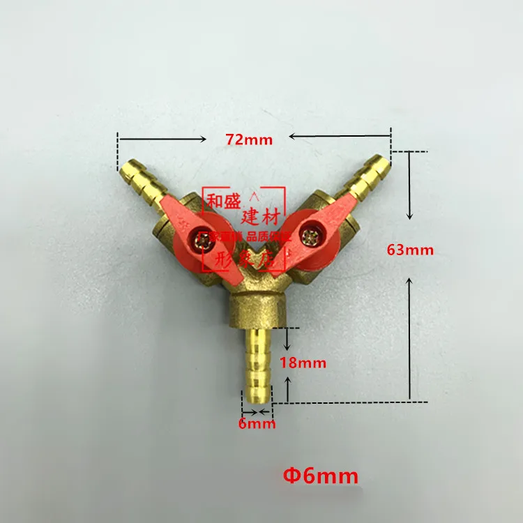 6mm 8mm 10mm 20 Hose Barb Y Type Three 3 Way Brass Shut Off Ball Valve Pipe Fitting Connector Adapter For Fuel Gas Water Oil Air brass hose barb valve brass pipe fitting brass hose barb adapter