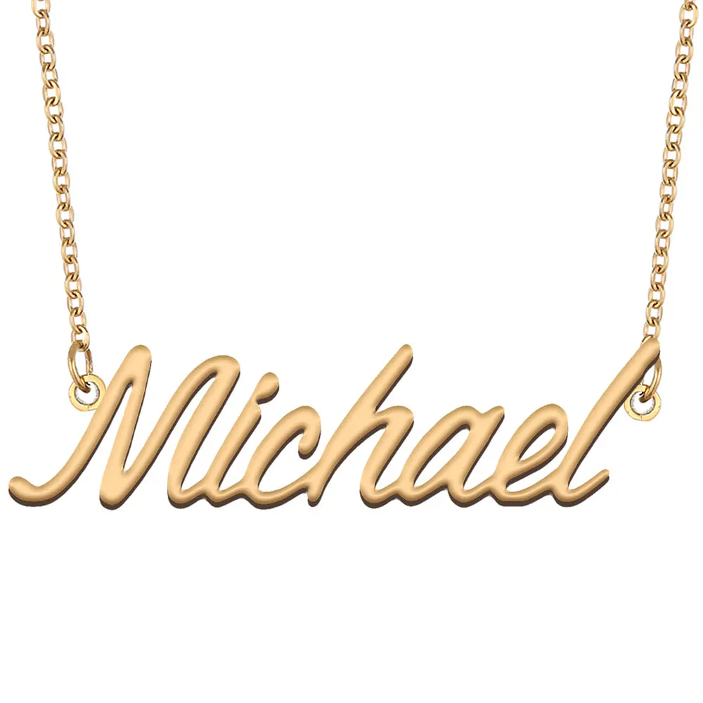 

Michael Name Necklace for Women Stainless Steel Jewelry Gold Color Nameplate Pendant Collares Para Mujer Letters Choker