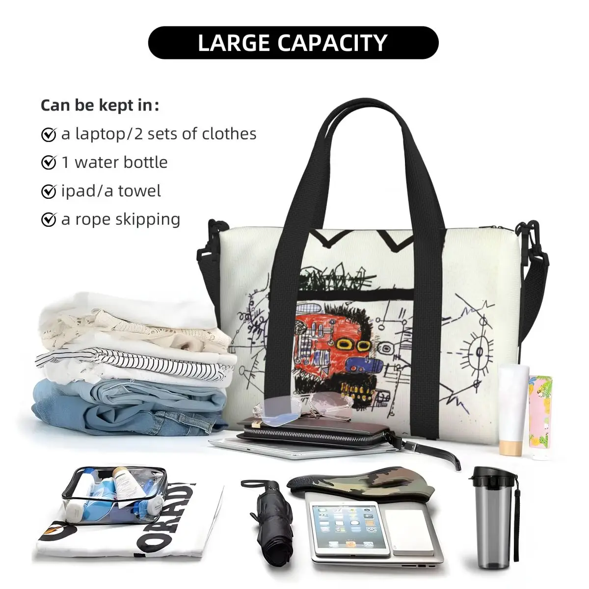 King Alphonso Tote Bag Women Big Capacity Jean Michel Basquiats Gym Beach Travel Bags
