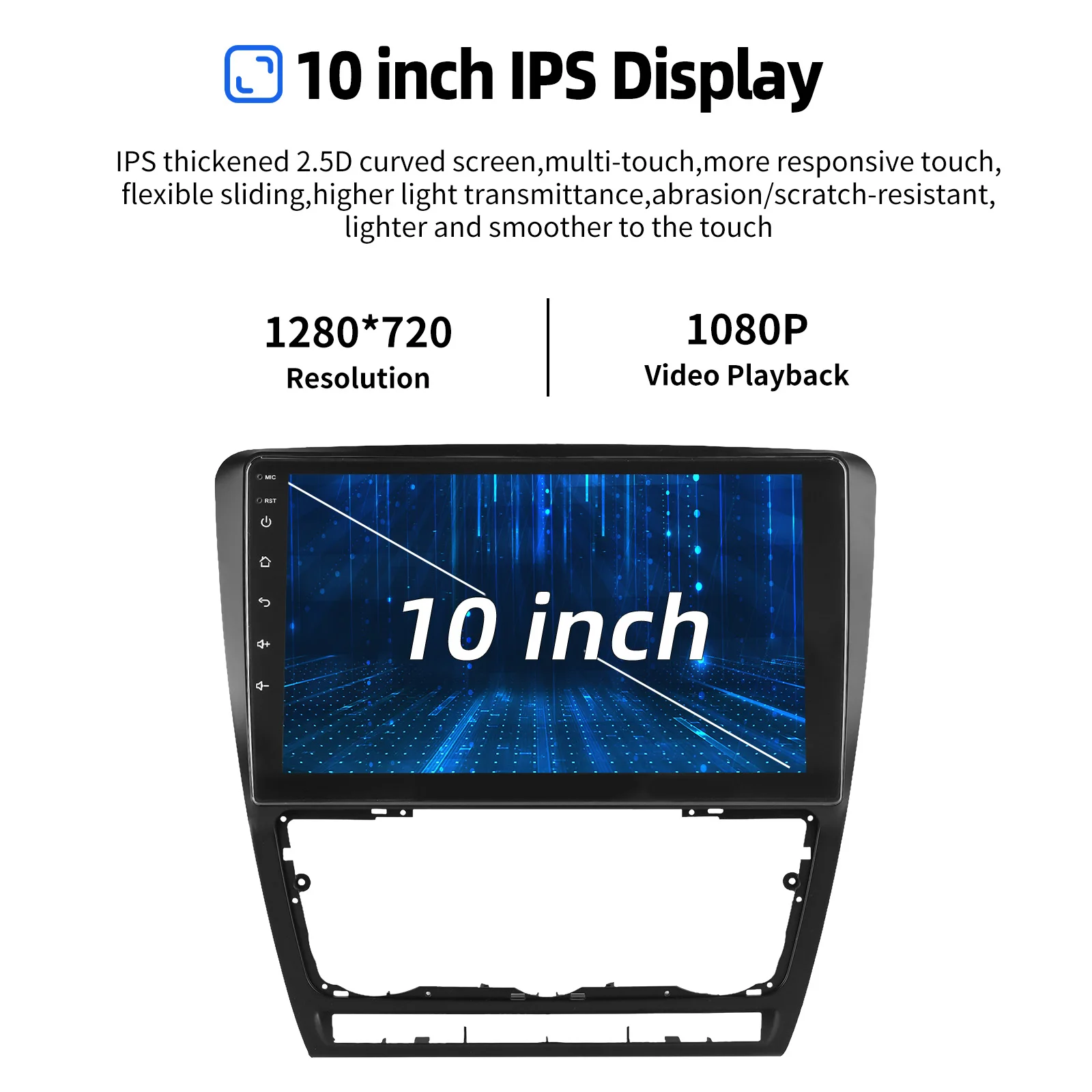 ESSGOO 10 Zoll IPS Touchscreen Android 15 Für Skoda Octavia II 1Z3 2008-2013 Autoradio Wireless Carplay Android Auto GPS Navigation WIFI Lenkradfernbedienung RDS Bluetooth FM Spiegellink Geteilter Bildschirm – Detail 5