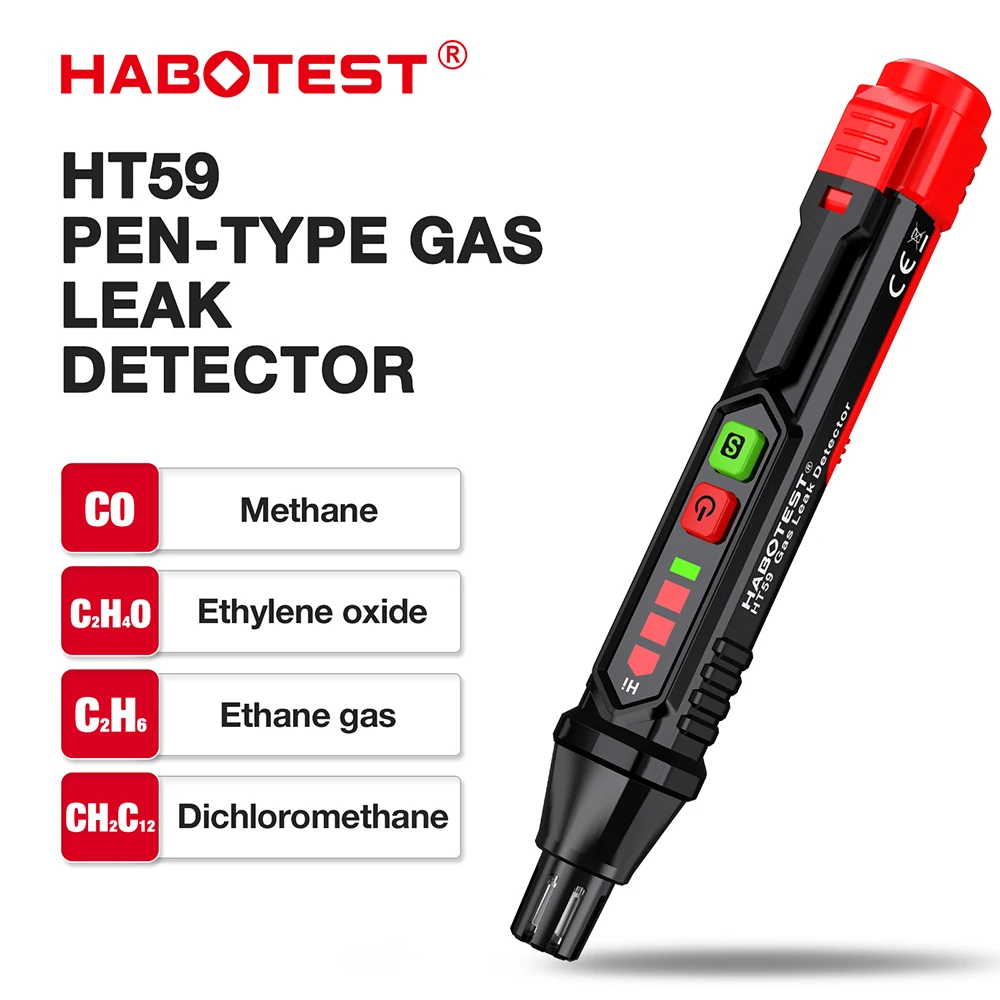 HABOTEST HT59 가스 누출 감지기, 가청 및 시각 경보 포함, 천연 가스 감지기, 휴대용 가스 스니퍼, 가연성 가스 위치 파악