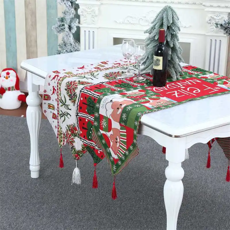 Description Picture 6 of itemNew Christmas Table Runner Long Table Cloth Christmas Dining table Decoration Home New Year Xmas Gifts Navidad Tableware Decor
