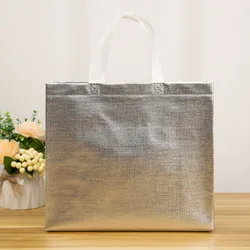 Eco - Friendly Large - Capacity Foldable Shopping Tote Bag - 28x32x12cm (Silver)