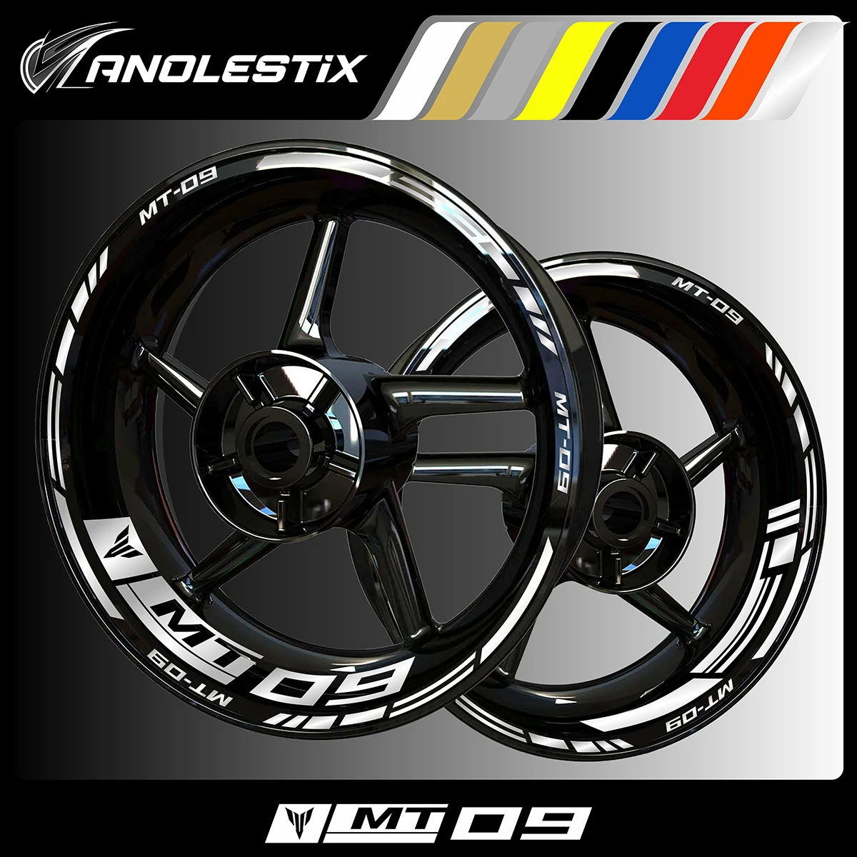 

AnoleStix Reflective Motorcycle Wheel Sticker Hub Decal Rim Stripe Tape For YAMAHA MT09 MT-09 2017 2018 2019 2020 2021 2022