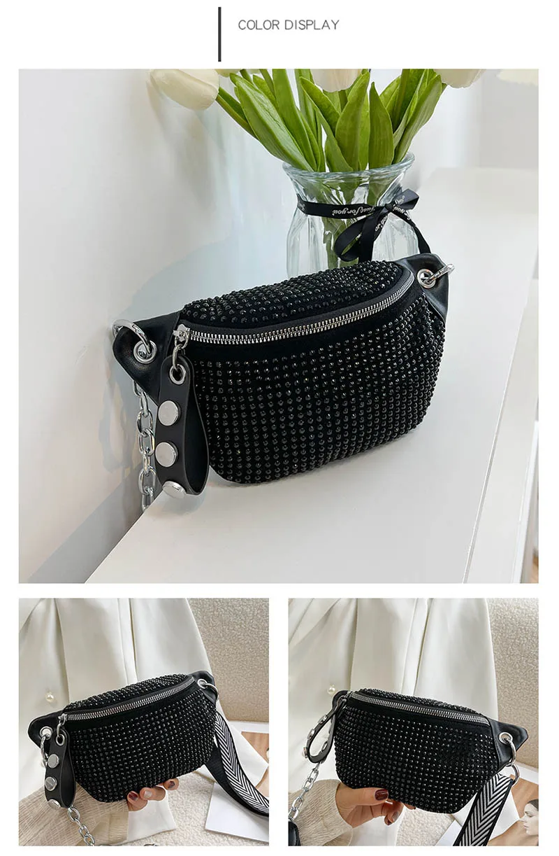 Designer Lady Waist New Ladies Chain Shoulder Crossbody Chests Diamond Fanny pack And Phone Pack Fashion Female Belt_voghion.com