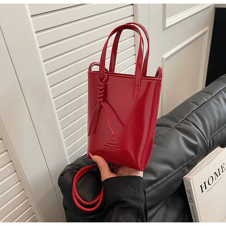 Mini PU Leather Crossbody Bag - Womens Korean Fashion Shoulder Handbag