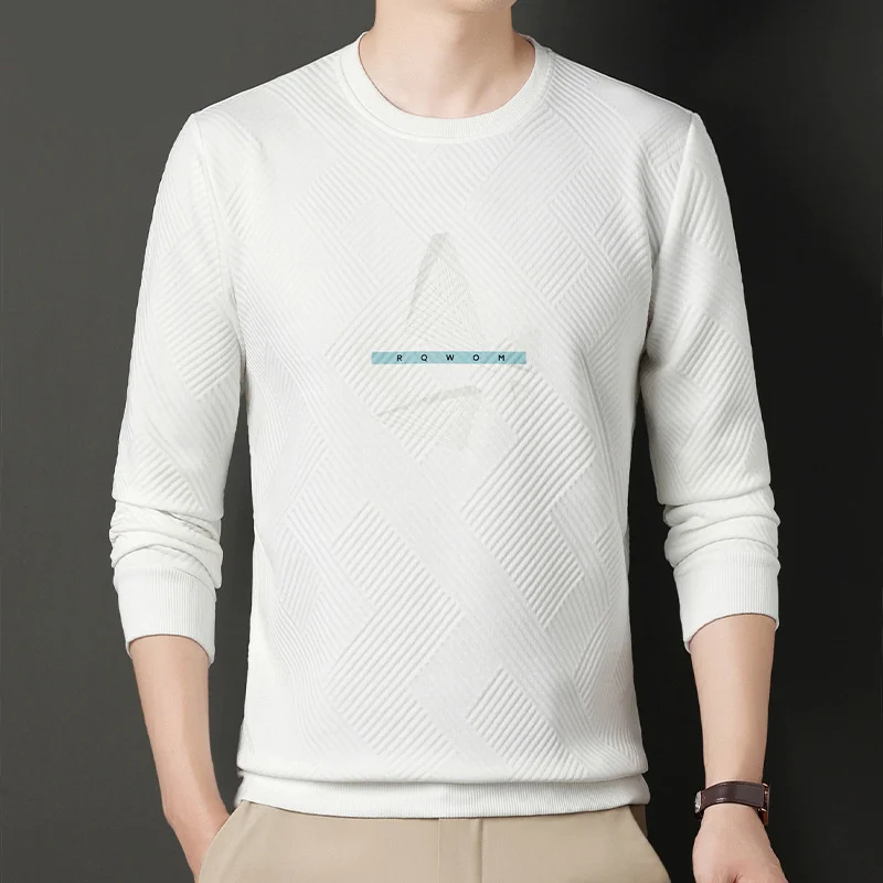 Specht Herbst Und Winter Neue Langarm männer Rundhals Solide Geometrische Muster Unterlage Hoodie Mode Casual Top_voghion.com