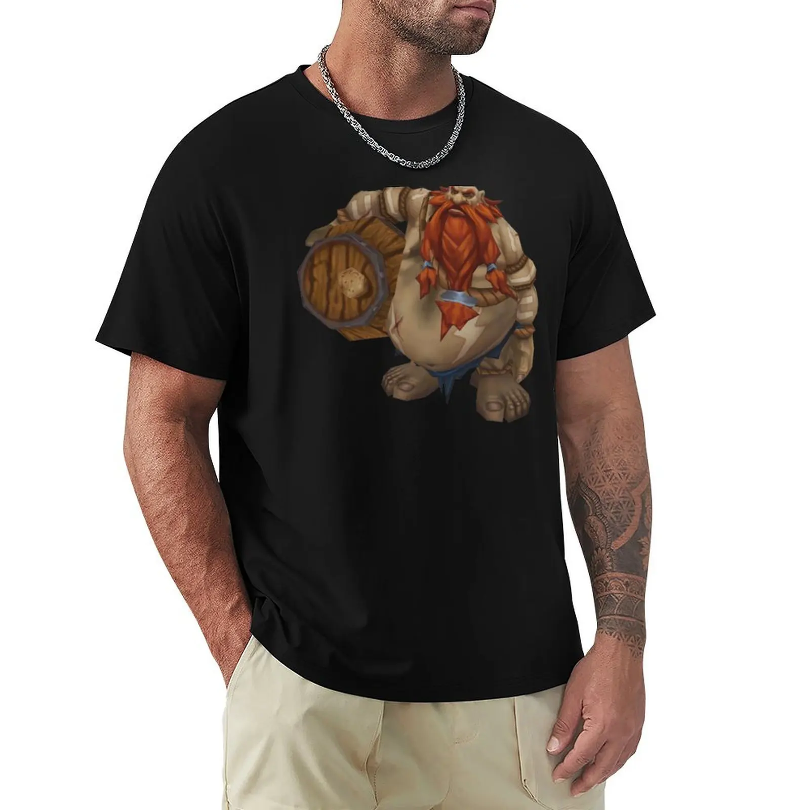Gragas Heavyweight Men's Cotton Graphic T-Shirt - Custom Short Sleeve Design