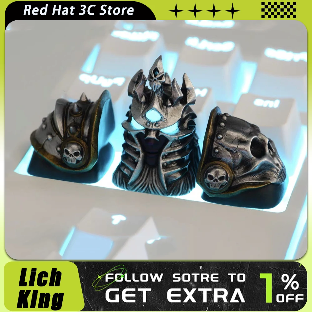 

Lich King Resin Keycap Hand-Made Customize Figure Light Transmission Keycaps For Keyboard Keycaps Set World of Warcraft Pc Gamer