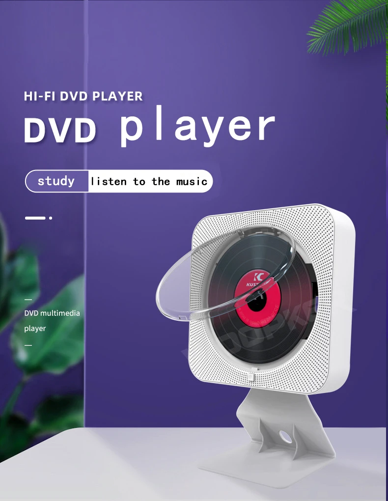 HDMI DVD Player VCD Player CD Music Player Bluetooth 5.0 Built-in Speaker Suppor