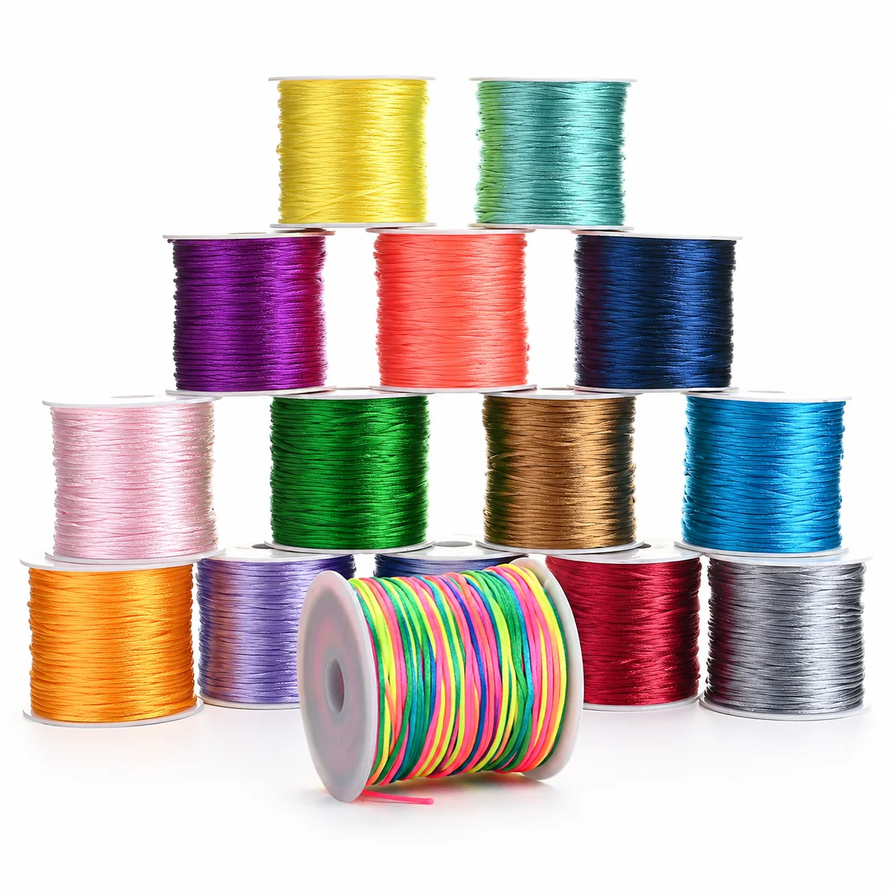 Colorful Nylon Braided Cord for DIY Jewelry and Crafts - 50m/Roll, 1mm Thickness