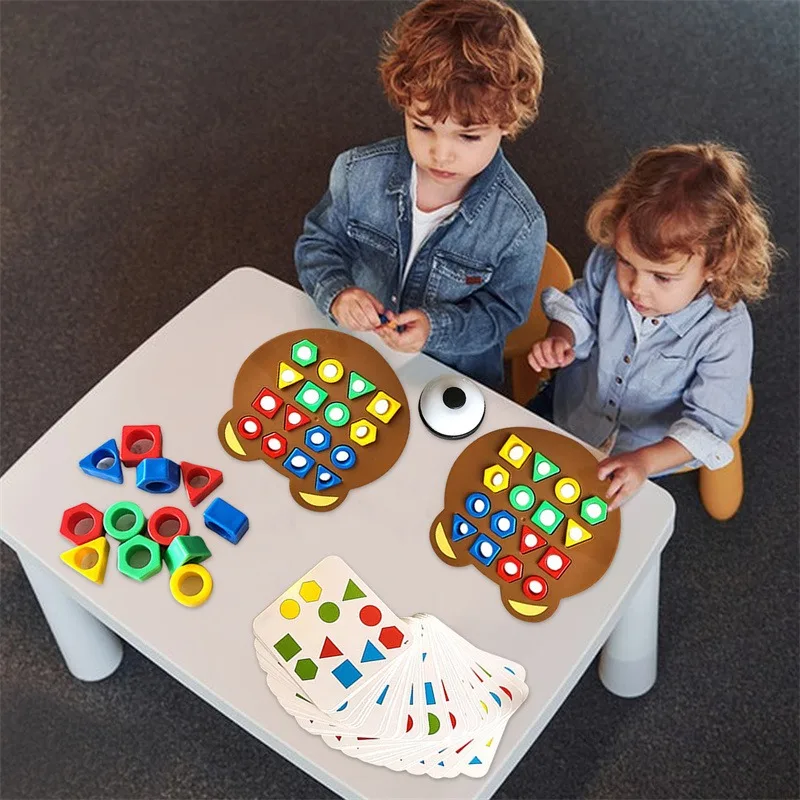 

Children Geometric Shape Color Matching 3D Puzzle Baby Montessori Learning Educational Interactive Battle Game Toys For Kids