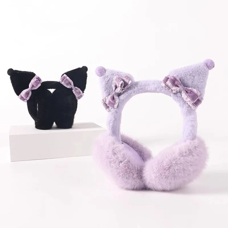 

Kawaii Sanrioed Anime Cartoon Kuromi Series Winter Warm Plush Earmuff Freeze Proofing Cold Proof Baby Boy Girl Festival Gift