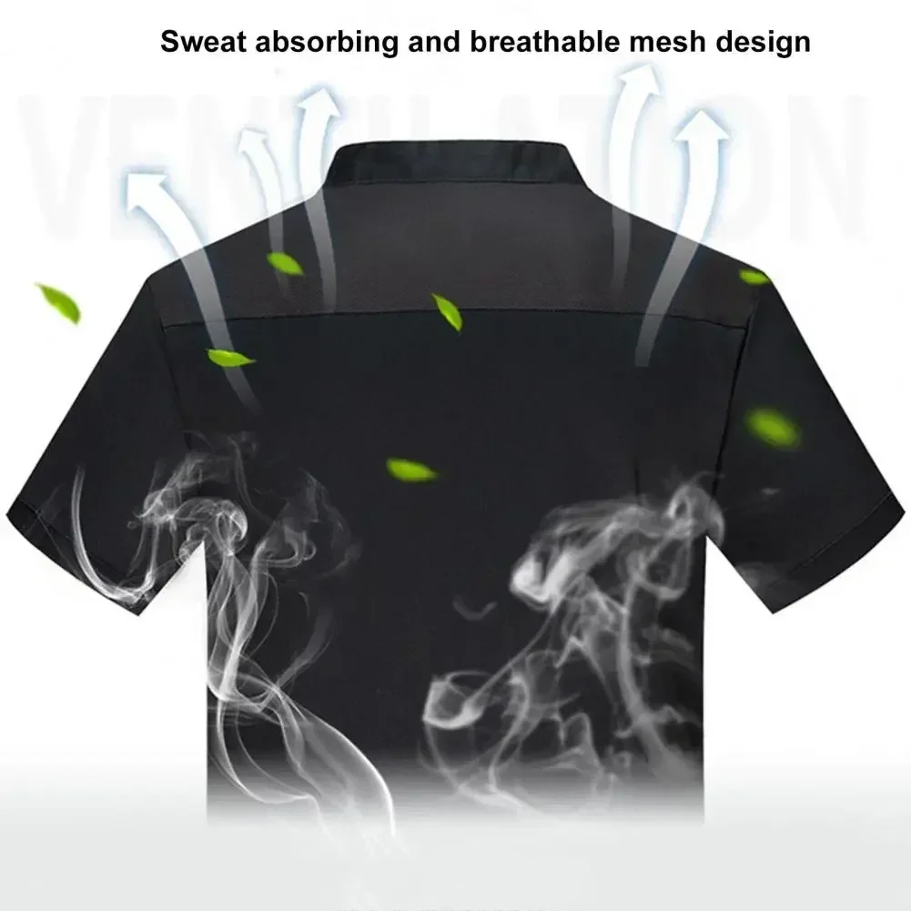 

Men Sleeves Clothes Chef Shirt Quick Hotel Dry Cooking Women Jacket Short Kitchen Workwear Uniform Unisex Top Restaurant