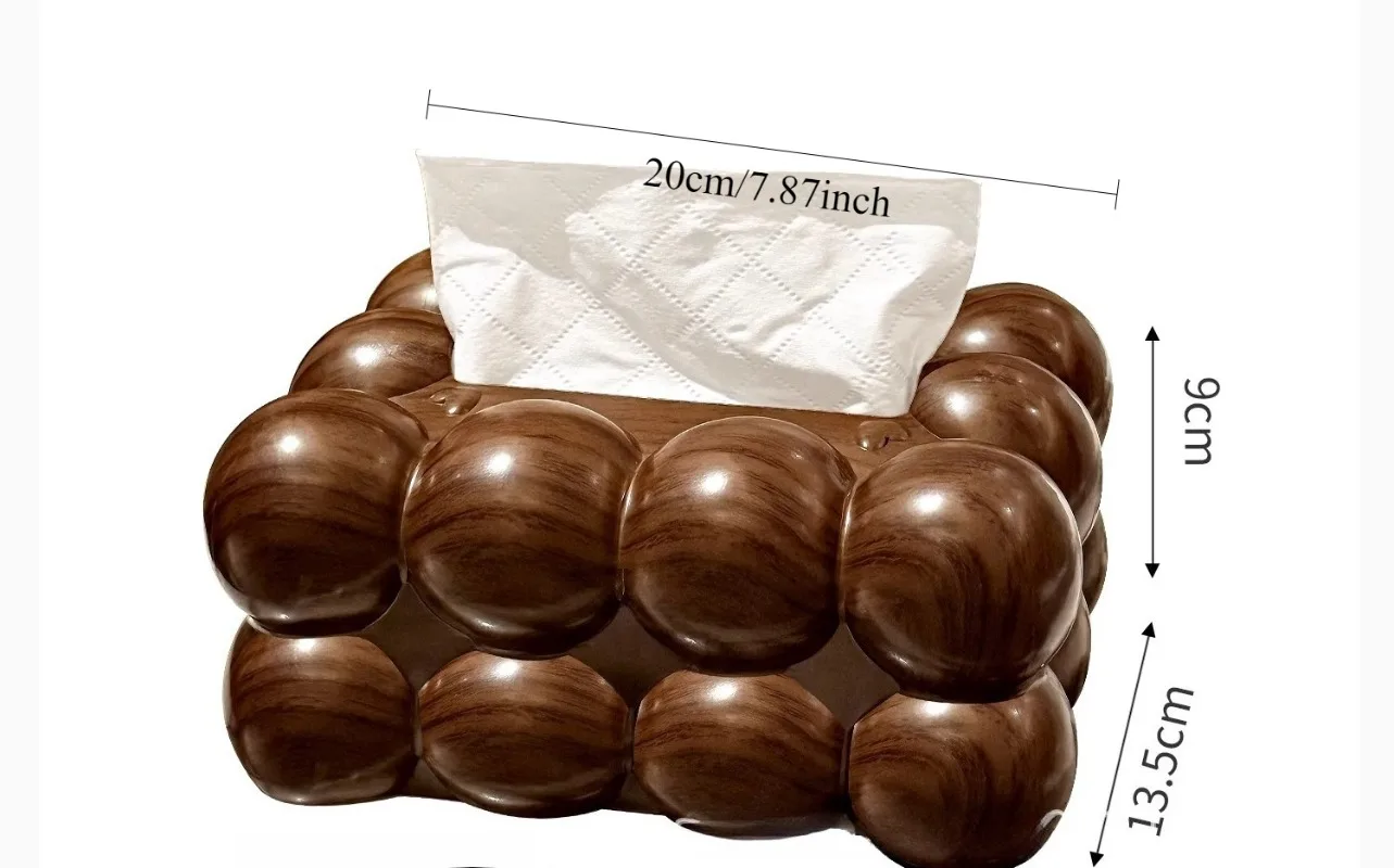 New Chinese Style Wood Grain Tissue Box Plastic Cotton Candy Design Luxury Napkin Holder for Home Decoration Aesthetic Table